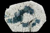 Cubic, Blue-Green Fluorite Crystals on Quartz - China #128930-1
